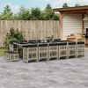 vidaXL 17-tlg. Garten-Essgruppe mit Kissen Hellgrau Poly Rattan