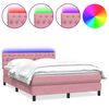 vidaXL Boxspringbett mit Matratze & LED Rosa 160x210 cm Samt