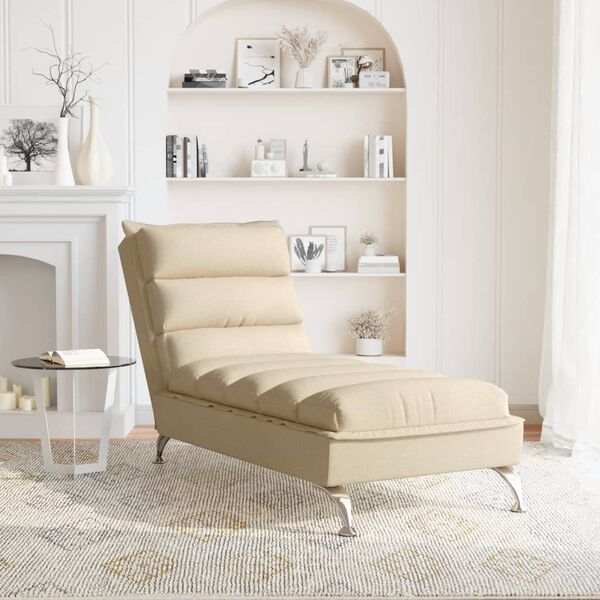 vidaXL Chaiselongue mit Kissen Creme Stoff