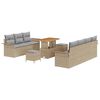 vidaXL Garten-Sofa-Set mit Kissen mit Kissen 10 pcs Beige und Hellgrau