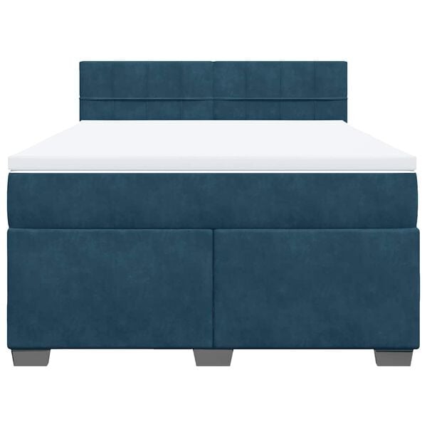 vidaXL Boxspringbett mit Matratze Blau 160x200 cm Samt