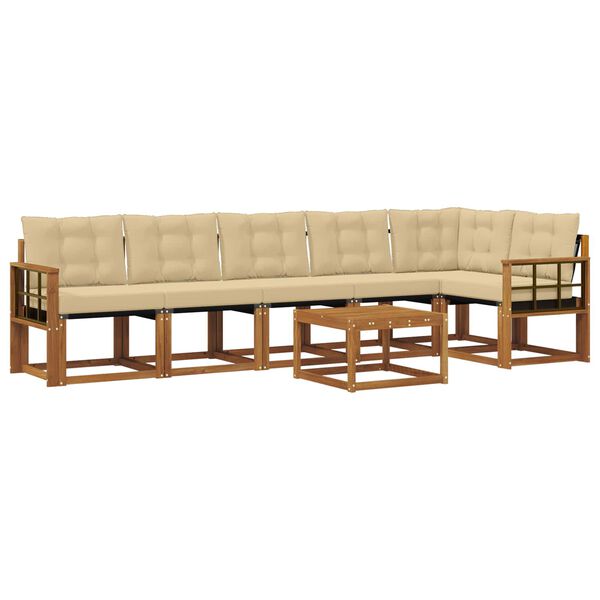 vidaXL Outdoor-Sofagarnitur mit Kissen 7 pcs Natur und Beige