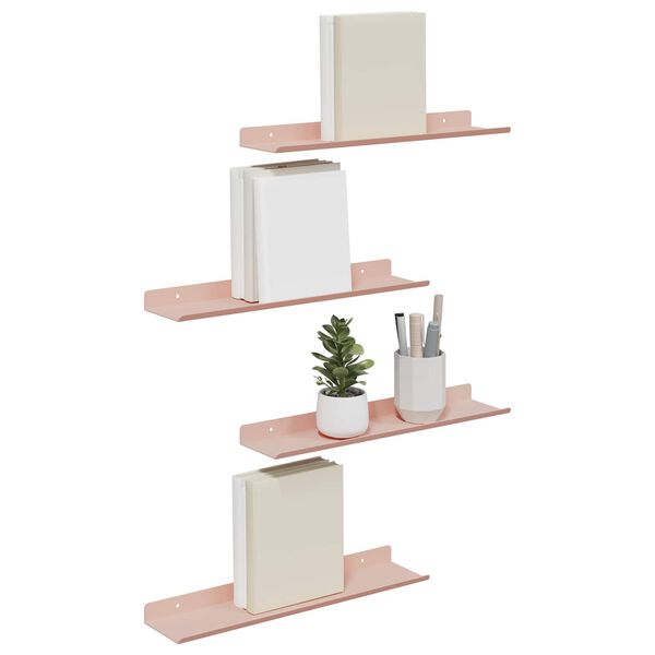 vidaXL Schwebendes Regal 4 pcs Rosa 40 x 8,5 x 2,5 cm Stahl