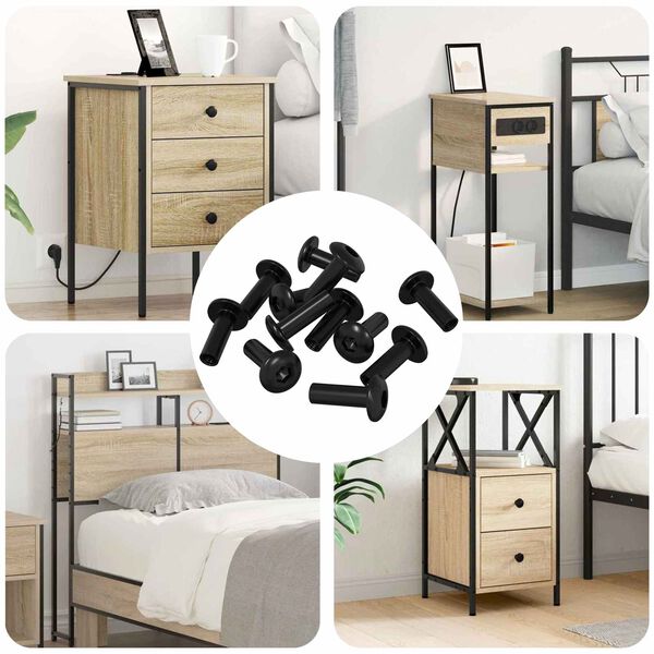 vidaXL H&uuml;lsenmuttern 12 pcs Schwarz M4 x 14,5 mm Metall