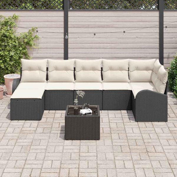 vidaXL Garten-Sofa-Set 8 pcs Schwarz Poly Rattan