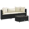 vidaXL 4-tlg. Garten-Sofagarnitur mit Kissen Schwarz Poly Rattan