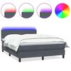 vidaXL Boxspringbett mit Matratze & LED Dunkelgrau 160x210 cm Samt