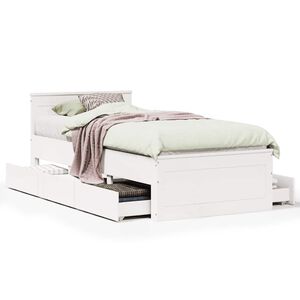 vidaXL Massivholzbett ohne Matratze mit Kopfteil Wei&szlig; 75x190 cm