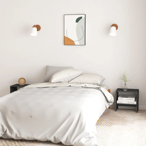 vidaXL Nachttische 2 Stk. Grau 40x30,5x40 cm Massivholz Kiefer