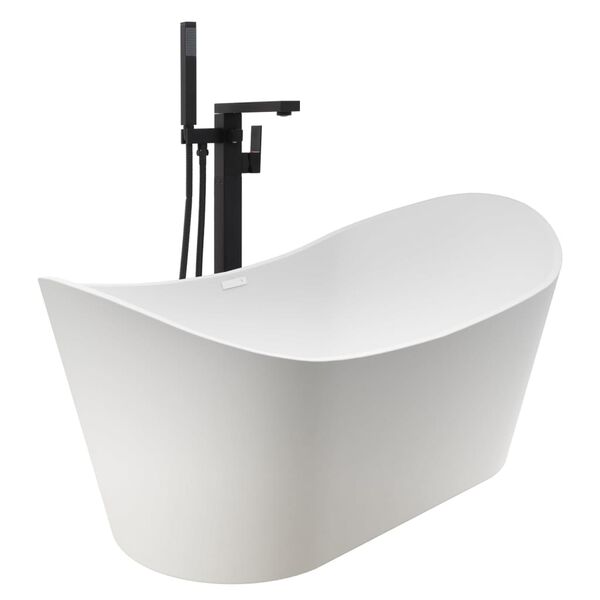 vidaXL Freistehende Badewanne und Wasserhahn 204 L 90 cm Schwarz