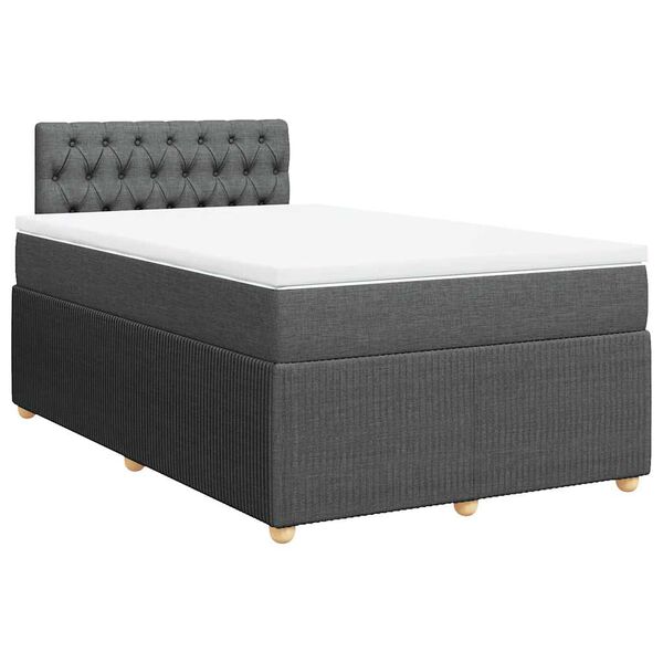 vidaXL Boxspringbett mit Matratze Dunkelgrau 120x190 cm Stoff