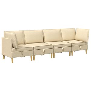 vidaXL Modular Sofa Set mit Stauraum 4 stk. Creme Stoff