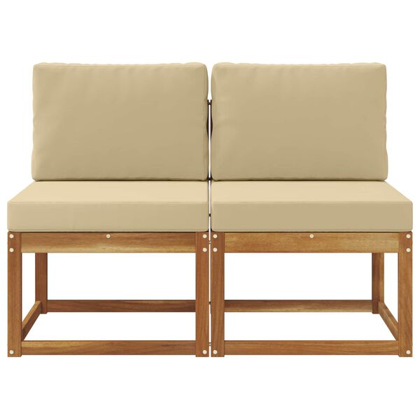vidaXL 2 St&uuml;ck Outdoor Mittelsofa Massivholz Akazie Natur