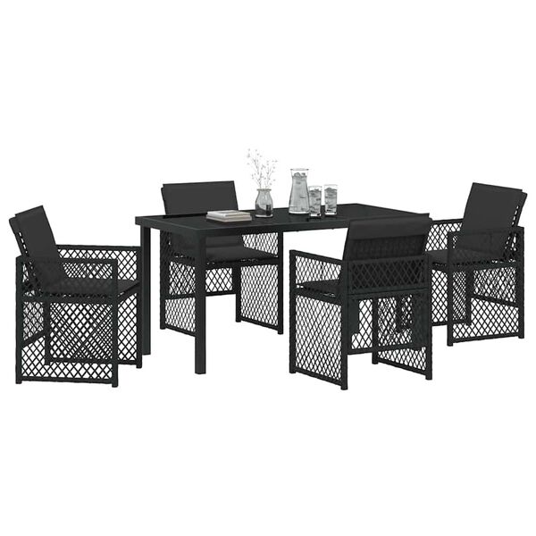vidaXL Garten Essgruppe 5 pcs Schwarz Poly-Rattan