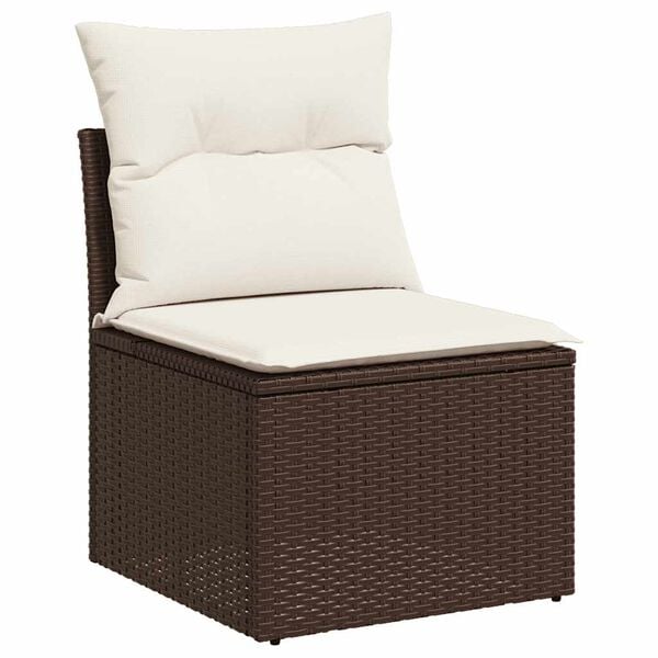 vidaXL 2-tlg. Garten-Sofagarnitur mit Kissen Braun Poly Rattan Akazie