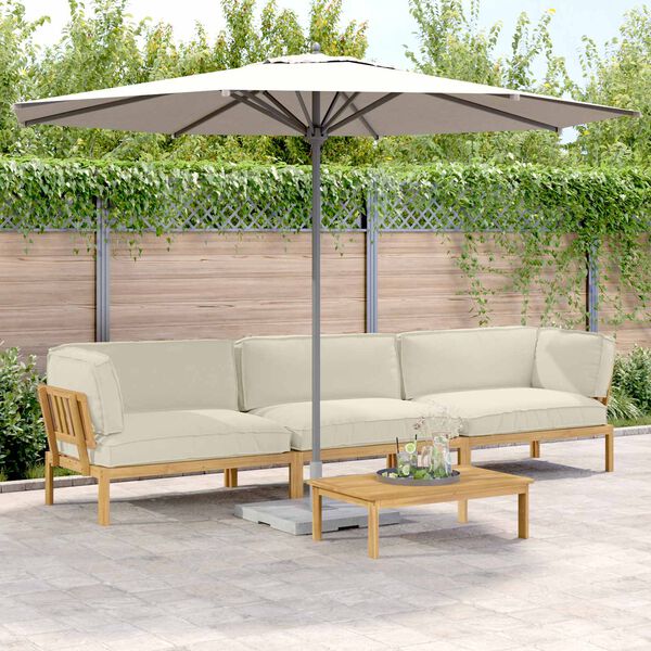 vidaXL Sofa Set mit Kissen Uni 4 pcs Creme Massivholz Akazie
