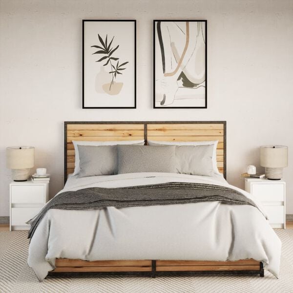 vidaXL Nachttische mit LED-Leuchten 2 Stk. Wei&szlig; Holzwerkstoff