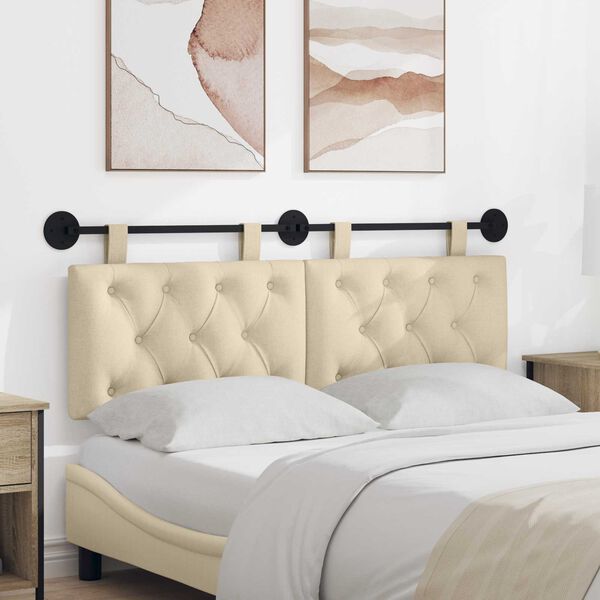 vidaXL H&auml;ngevorderseite Wandmontiert Creme 130 x 55 x 7 cm Stoff