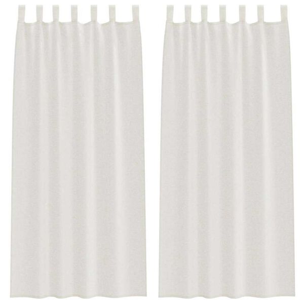 vidaXL Voile-Vorhang mit Vorh&auml;ngen 2 pcs Creme 245 x 140 cm Polyester
