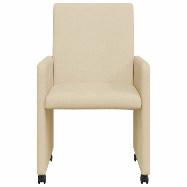 vidaXL Esszimmerst&uuml;hle mit Rollen 2 pcs Creme 57 x 66 x 94 cm Stoff