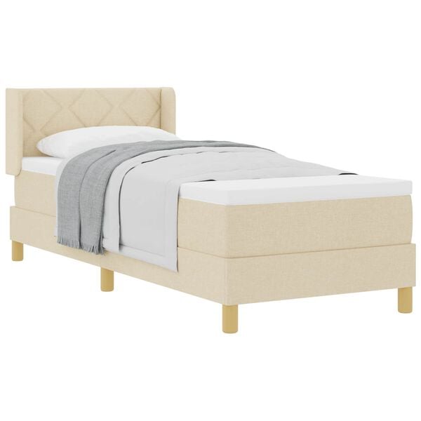 vidaXL Boxspringbett mit Matratze Creme 200 x 80 cm Polyester