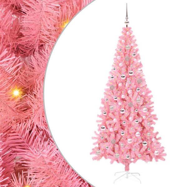 vidaXL Weihnachtsbaum mit 300 LEDs mit St&auml;nder Rosa 240 cm PVC