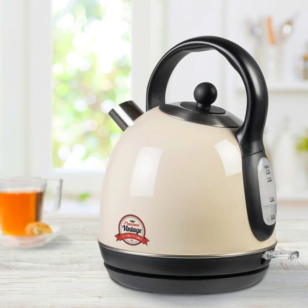 Bestron Kabelloser Wasserkocher AWK300RE 1,7L 2200 W Elfenbein Vintage