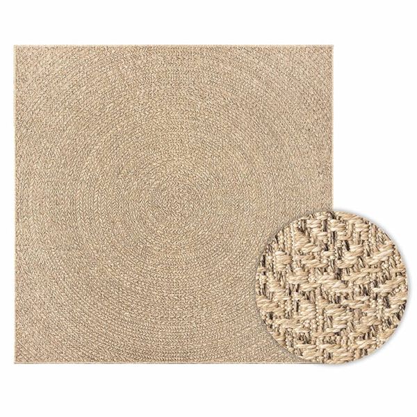 vidaXL Teppich ZIZUR 200x200 cm Jute-Optik Indoor und Outdoor