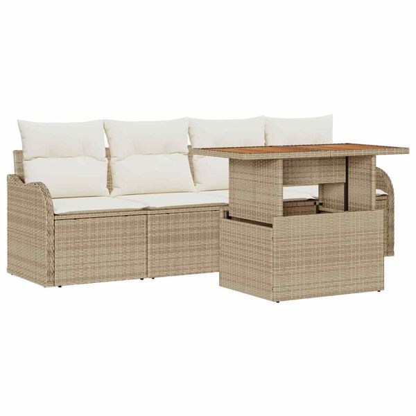 vidaXL Garten-Sofa-Set mit Kissen 5 pcs Beige und Creme