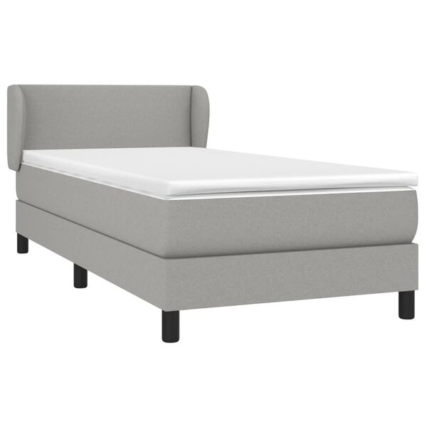 vidaXL Boxspringbett mit Matratze Hellgrau 100x200 cm Stoff