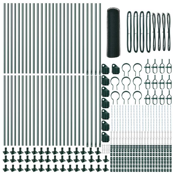 vidaXL Zaunpfosten Grün 100 x 0,4 m (13 mm Maschenweite) Stahl und PVC
