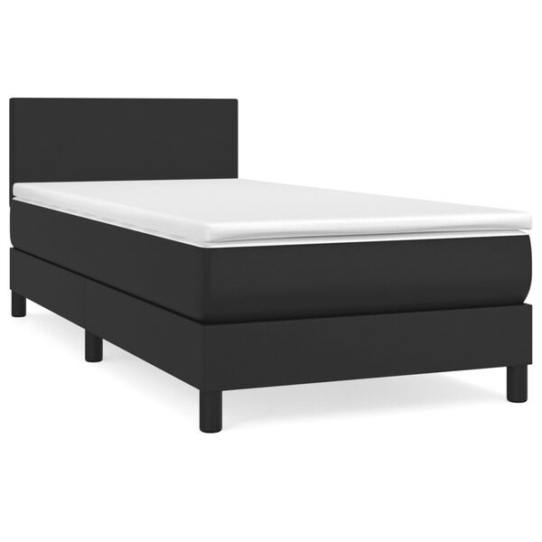 vidaXL Boxspringbett mit Matratze Schwarz 80x200 cm Kunstleder