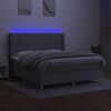 vidaXL Boxspringbett mit Matratze & LED Hellgrau 160x200 cm Stoff