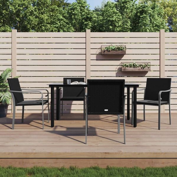vidaXL 5-tlg. Garten-Essgruppe mit Kissen Poly Rattan und Stahl