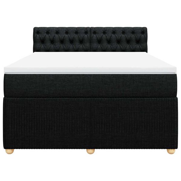 vidaXL Boxspringbett mit Matratze Schwarz 140x200 cm Stoff