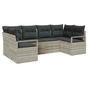 vidaXL Sofa Set mit Kissen 6 pcs Hellgrau Poly Rattan
