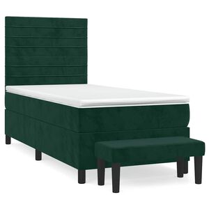 vidaXL Boxspringbett mit Matratze Dunkelgr&uuml;n 80x200 cm Samt
