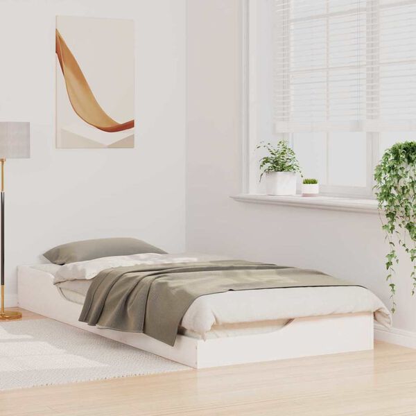 vidaXL Bettrahmen Wei&szlig; 100 x 210 cm Massives Kiefernholz