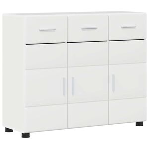 vidaXL Sideboard mit Regal FLORIN Hochglanz Wei&szlig; 88,5 x 30,5 x 73 cm
