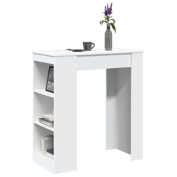vidaXL Bartisch mit Regal Wei&szlig; 95x47x103,5 cm Holzwerkstoff