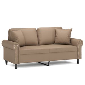 vidaXL 2-Sitzer-Sofa mit Zierkissen Cappuccino-Braun 120 cm Kunstleder