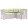 vidaXL 4-Sitzer Gartensofa mit Kissen Rattan-Look PP Wei&szlig;
