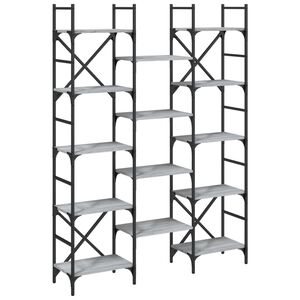 vidaXL B&uuml;cherregal Grau Sonoma 127,5x28,5x172,5 cm Holzwerkstoff