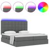 vidaXL Bett mit LED-Lichtleisten Dunkelgrau 180 x 200 cm Stoff