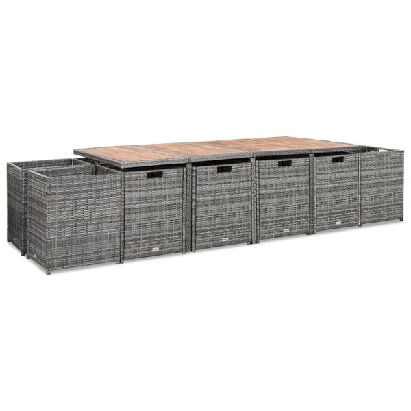 vidaXL 13-tlg. Garten-Essgruppe mit Kissen Poly Rattan Anthrazit