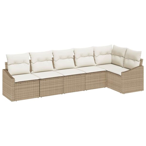 vidaXL Sofa Set mit Kissen 6 pcs Beige Poly-Rattan