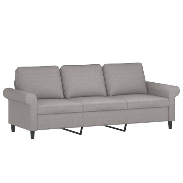 vidaXL 3-Sitzer-Sofa mit Kissen Hellgrau 180 cm Stoff