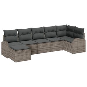 vidaXL Garten-Sofa-Set 7 pcs Grau Poly Rattan