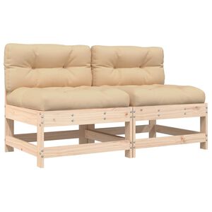 vidaXL Mittelsofas mit Kissen 2 Stk. Massivholz Kiefer