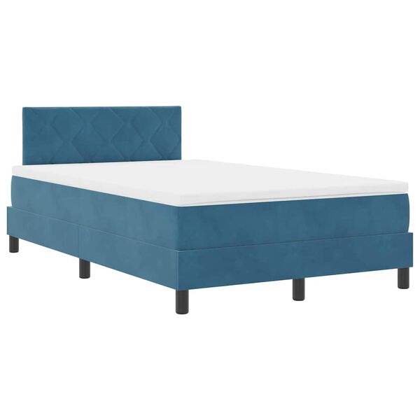 vidaXL Boxspringbett mit Matratze Dunkelblau 120 x 200 cm Samt